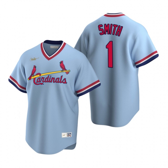 Men's Nike St. Louis Cardinals 1 Ozzie Smith Light Blue Cooperstown Collection Road Stitched Baseball Jersey