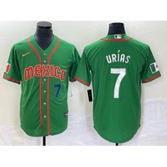 Men's Mexico Baseball 7 Julio Urias Number 2023 Green World Classic Stitched Jersey4