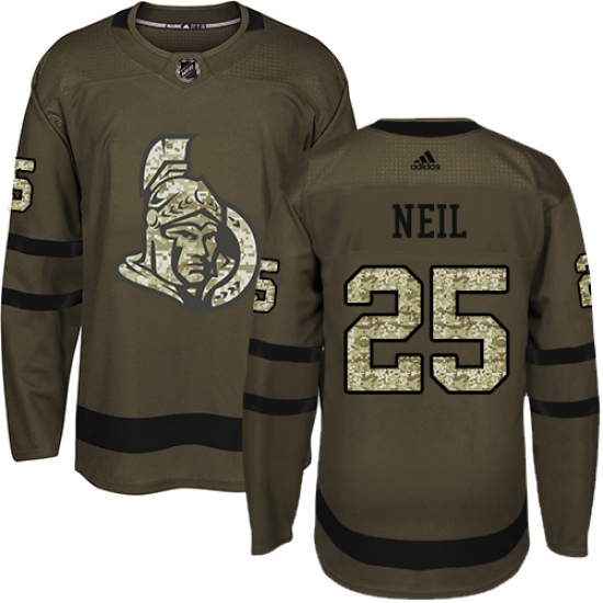 Youth Adidas Ottawa Senators 25 Chris Neil Authentic Green Salute to Service NHL Jersey