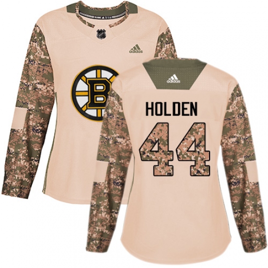 Women's Adidas Boston Bruins 44 Nick Holden Authentic Camo Veterans Day Practice NHL Jersey