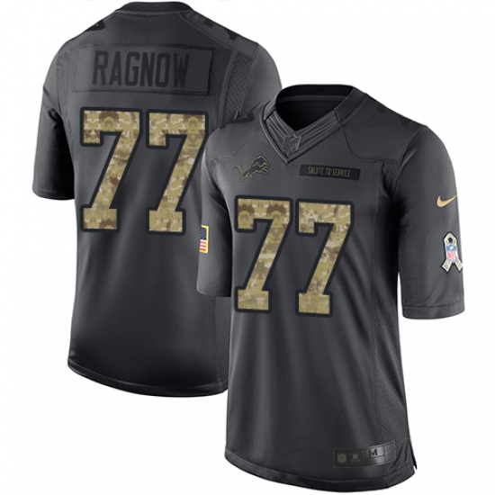 Youth Nike Detroit Lions 77 Frank Ragnow Limited Black 2016 Salute to Service NFL Jersey