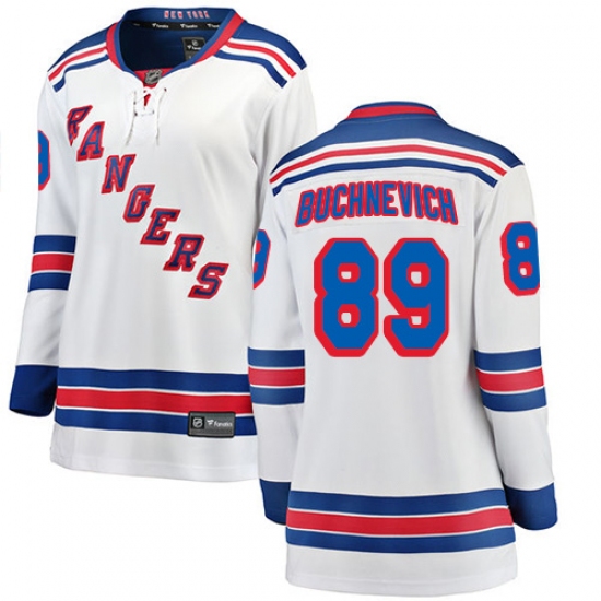 Women's New York Rangers 89 Pavel Buchnevich Fanatics Branded White Away Breakaway NHL Jersey