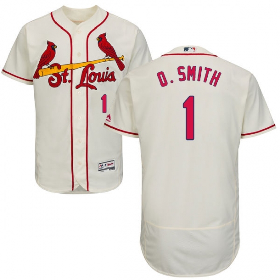Men's Majestic St. Louis Cardinals 1 Ozzie Smith Cream Alternate Flex Base Authentic Collection MLB Jersey