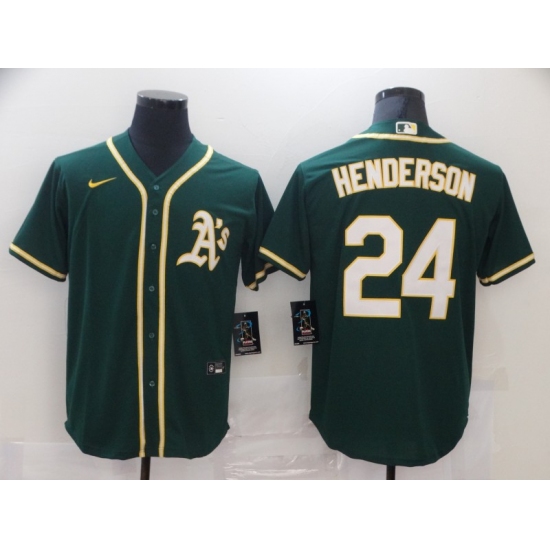 Men's Nike Oakland Athletics 24 Rickey Henderson Green Alternate Jersey