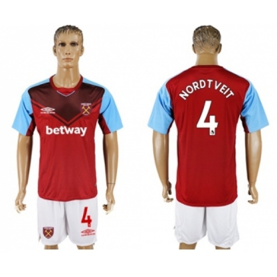 West Ham United 4 Nordtveit Home Soccer Club Jersey