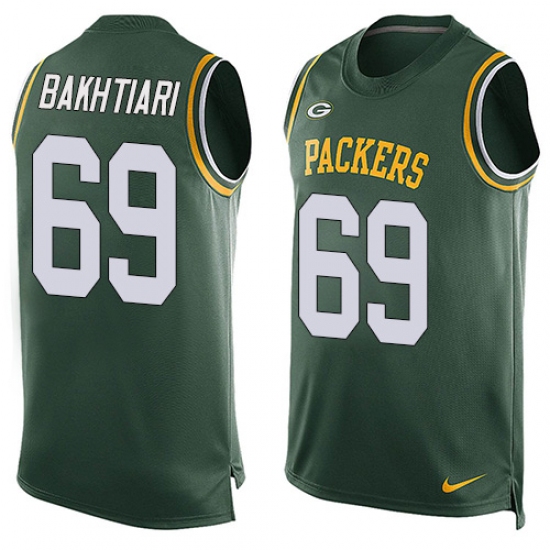 Men's Nike Green Bay Packers 69 David Bakhtiari Limited Green Player Name & Number Tank Top NFL Jersey