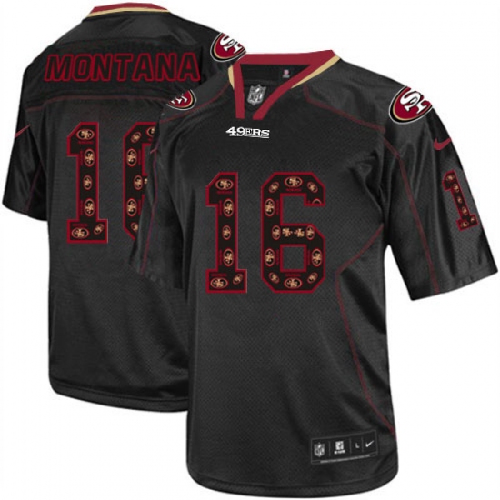 Men's Nike San Francisco 49ers 16 Joe Montana Elite New Lights Out Black NFL Jersey