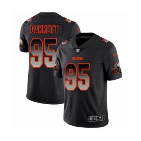 Men's Cleveland Browns 95 Myles Garrett Limited Black Smoke Fashion Football Jersey