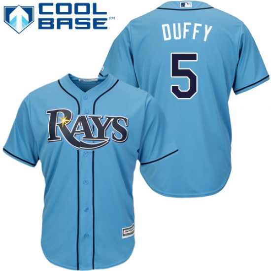 Men's Majestic Tampa Bay Rays 5 Matt Duffy Replica Light Blue Alternate 2 Cool Base MLB Jersey