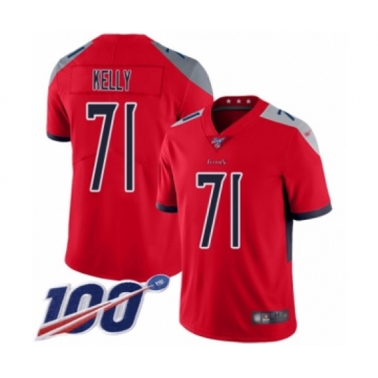 Men's Tennessee Titans 71 Dennis Kelly Limited Red Inverted Legend 100th Season Football Jersey