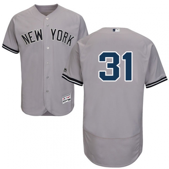 Men's Majestic New York Yankees 31 Aaron Hicks Grey Flexbase Authentic Collection MLB Jersey