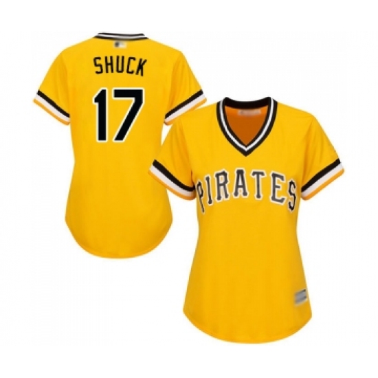 Women's Pittsburgh Pirates 17 JB Shuck Replica Gold Alternate Cool Base Baseball Jersey