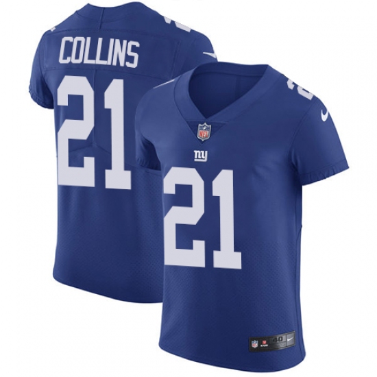 Men's Nike New York Giants 21 Landon Collins Elite Royal Blue Team Color NFL Jersey