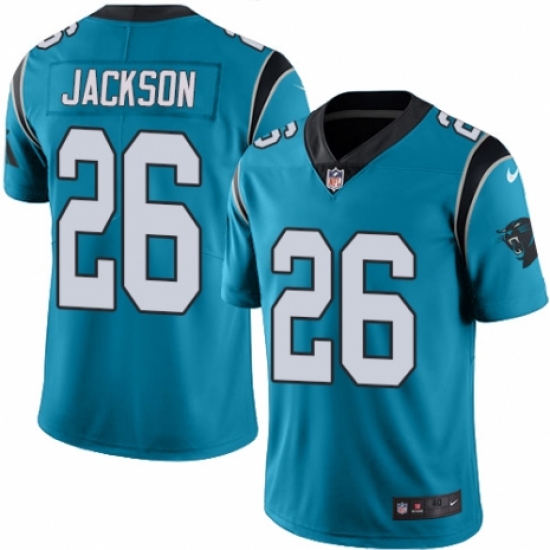 Men's Nike Carolina Panthers 26 Donte Jackson Limited Blue Rush Vapor Untouchable NFL Jersey