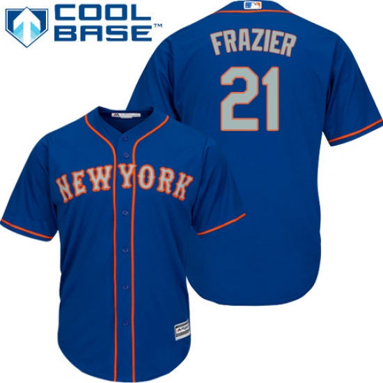 Men's Majestic New York Mets 21 Todd Frazier Replica Royal Blue Alternate Road Cool Base MLB Jersey