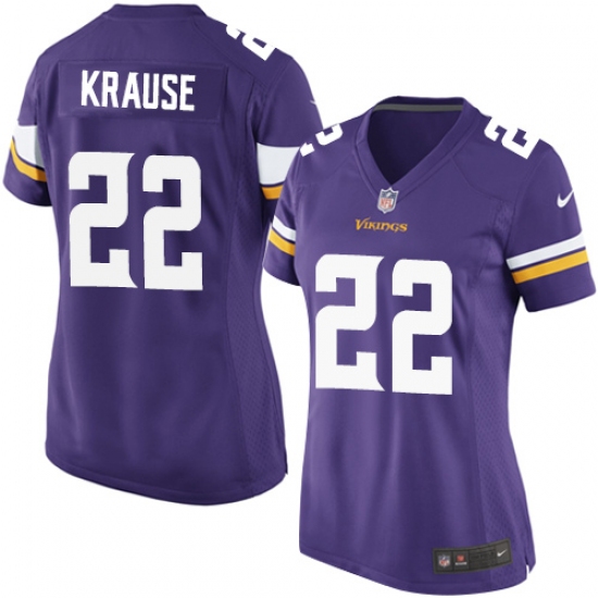 Women's Nike Minnesota Vikings 22 Paul Krause Game Purple Team Color NFL Jersey