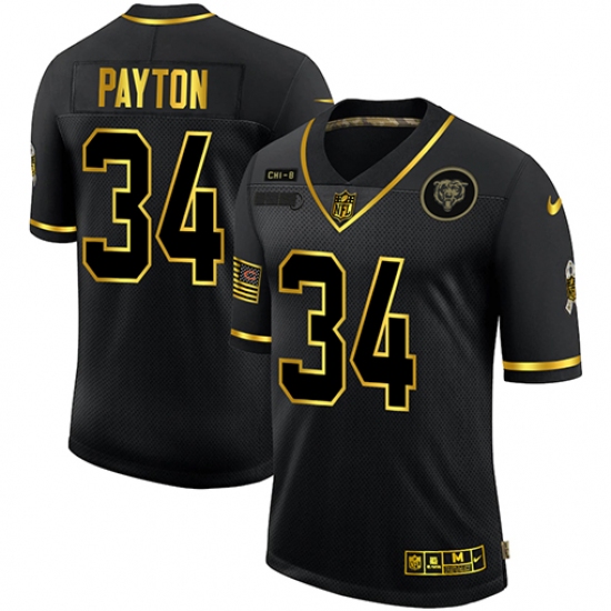 Men's Chicago Bears 34 Walter Payton Olive Gold Nike 2020 Salute To Service Limited Jersey