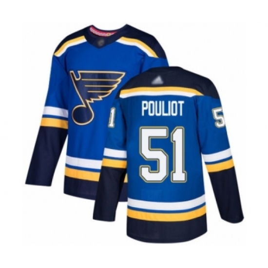 Youth St. Louis Blues 51 Derrick Pouliot Authentic Royal Blue Home Hockey Jersey