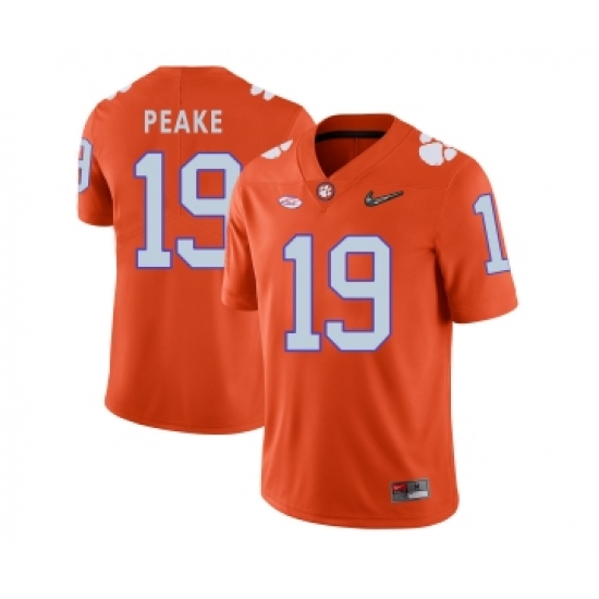 Clemson Tigers 19 Charone Peake Orange With Diamond Logo College Football Jersey