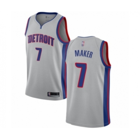 Women's Detroit Pistons 7 Thon Maker Authentic Silver Basketball Jersey Statement Edition