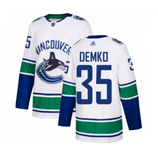 Men's Vancouver Canucks 35 Thatcher Demko Authentic White Away Hockey Jersey