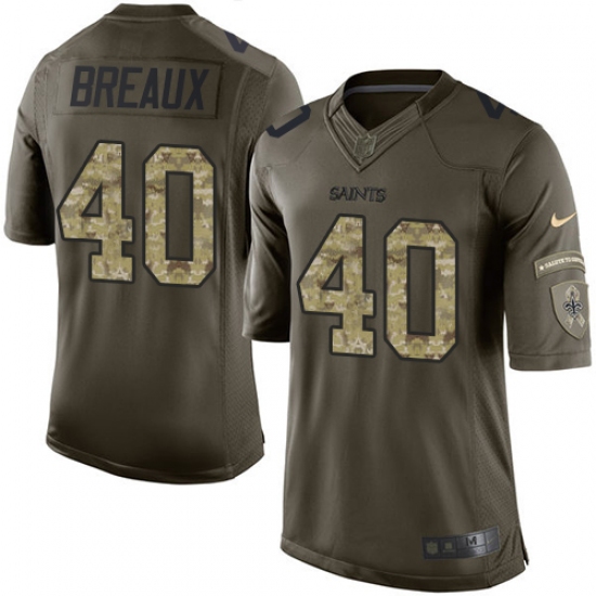 Men's Nike New Orleans Saints 40 Delvin Breaux Elite Green Salute to Service NFL Jersey