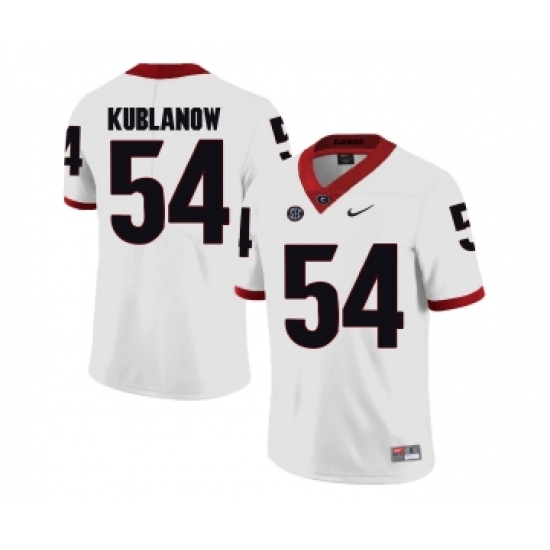 Georgia Bulldogs 54 Brandon Kublanow White College Football Jersey