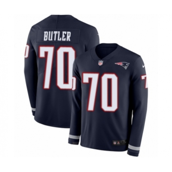 Men's Nike New England Patriots 70 Adam Butler Limited Navy Blue Therma Long Sleeve NFL Jersey