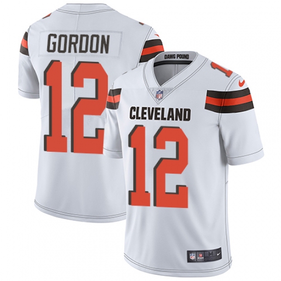 Youth Nike Cleveland Browns 12 Josh Gordon White Vapor Untouchable Limited Player NFL Jersey