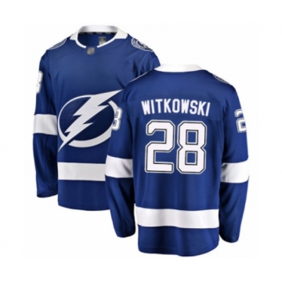 Men's Tampa Bay Lightning 28 Luke Witkowski Fanatics Branded Blue Home Breakaway Hockey Jersey