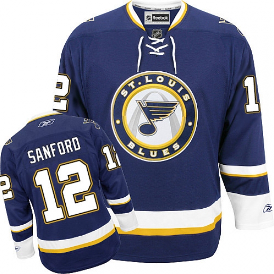 Women's Reebok St. Louis Blues 12 Zach Sanford Authentic Navy Blue Third NHL Jersey