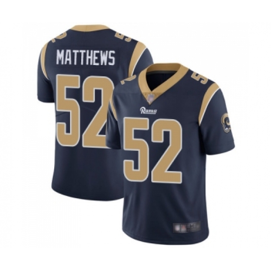 Men's Los Angeles Rams 52 Clay Matthews Navy Blue Team Color Vapor Untouchable Limited Player Football Jersey