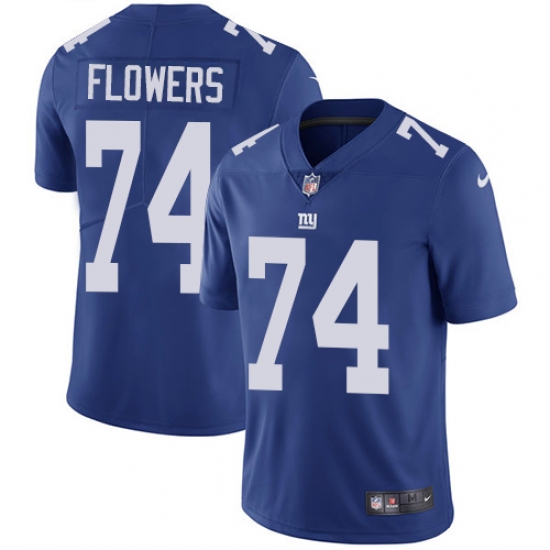 Youth Nike New York Giants 74 Ereck Flowers Royal Blue Team Color Vapor Untouchable Limited Player NFL Jersey