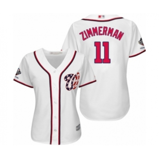 Women's Washington Nationals 11 Ryan Zimmerman Authentic White Home Cool Base 2019 World Series Champions Baseball Jersey