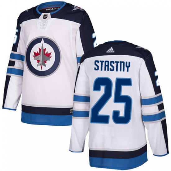 Men's Adidas Winnipeg Jets 25 Paul Stastny Authentic White Away NHL Jersey