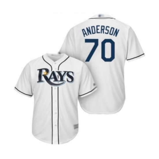 Youth Tampa Bay Rays 70 Nick Anderson Authentic White Home Cool Base Baseball Player Jersey