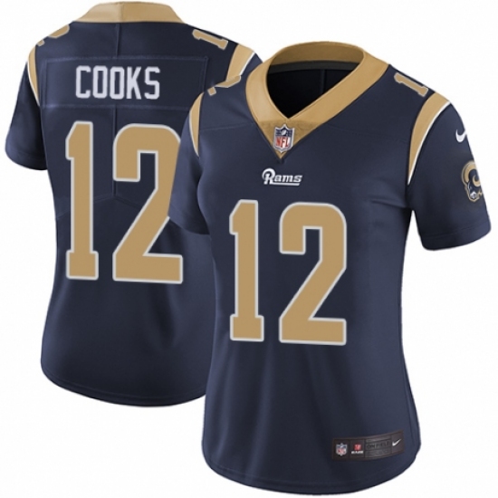 Women's Nike Los Angeles Rams 12 Brandin Cooks Navy Blue Team Color Vapor Untouchable Limited Player NFL Jersey