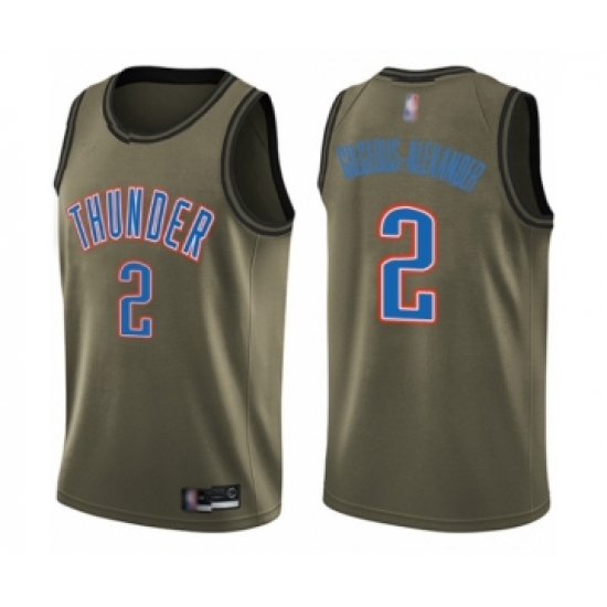 Youth Oklahoma City Thunder 2 Shai Gilgeous-Alexander Swingman Green Salute to Service Basketball Jersey