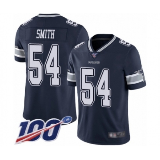 Men's Dallas Cowboys 54 Jaylon Smith Navy Blue Team Color Vapor Untouchable Limited Player 100th Season Football Jersey