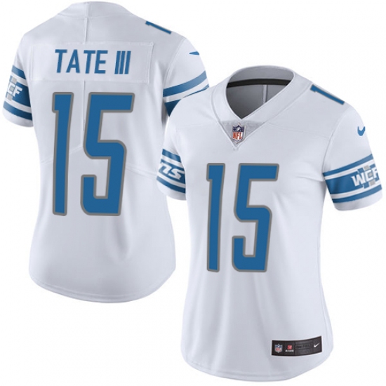 Women's Nike Detroit Lions 15 Golden Tate III Limited White Vapor Untouchable NFL Jersey