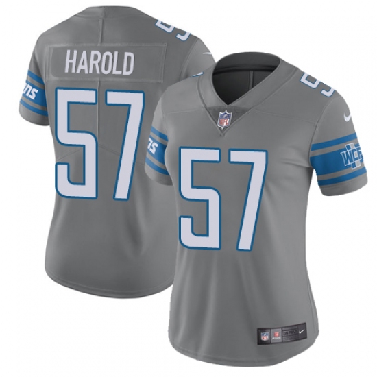 Women Nike Detroit Lions 57 Eli Harold Limited Steel Rush Vapor Untouchable NFL Jersey