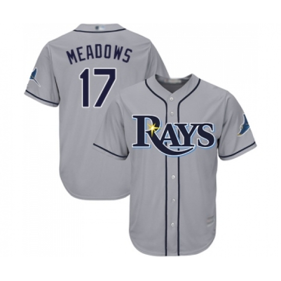 Youth Tampa Bay Rays 17 Austin Meadows Replica Grey Road Cool Base Baseball Jersey