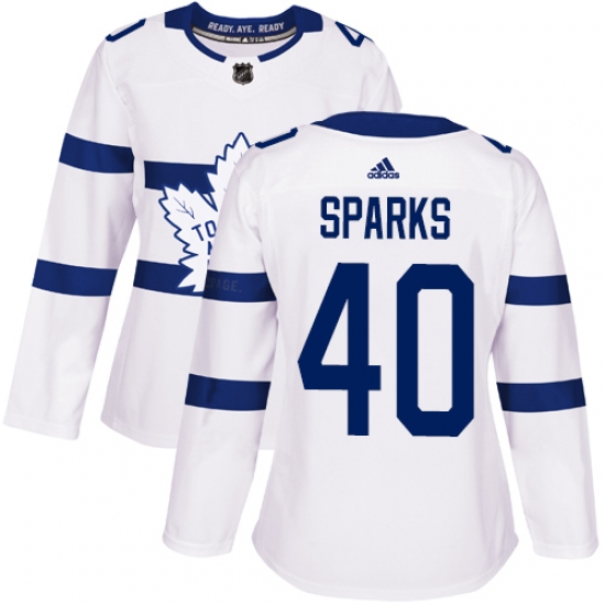 Women's Adidas Toronto Maple Leafs 40 Garret Sparks Authentic White 2018 Stadium Series NHL Jersey