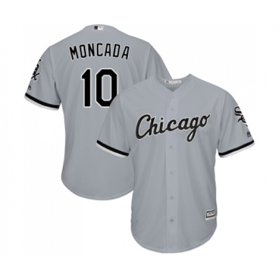 Youth Majestic Chicago White Sox 10 Yoan Moncada Replica Grey Road Cool Base MLB Jerseys