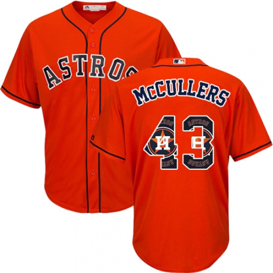 Men's Majestic Houston Astros 43 Lance McCullers Authentic Orange Team Logo Fashion Cool Base MLB Jersey