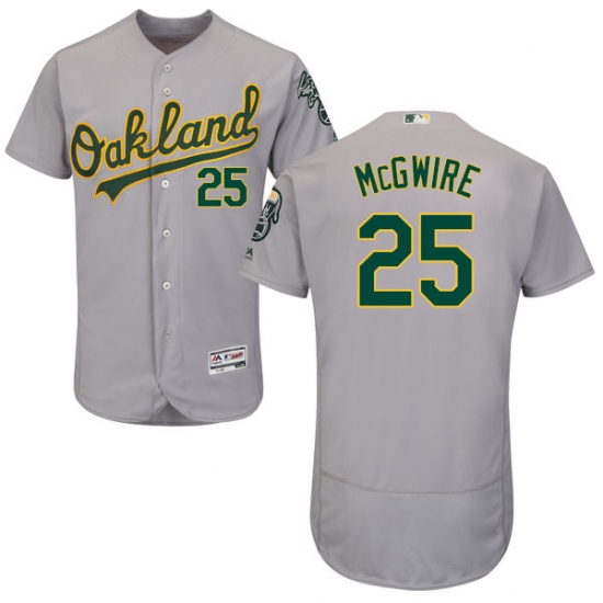 Men's Majestic Oakland Athletics 25 Mark McGwire Grey Road Flex Base Authentic Collection MLB Jersey