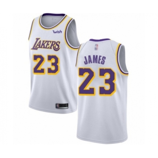 Youth Los Angeles Lakers 23 LeBron James Swingman White Basketball Jerseys - Association Edition