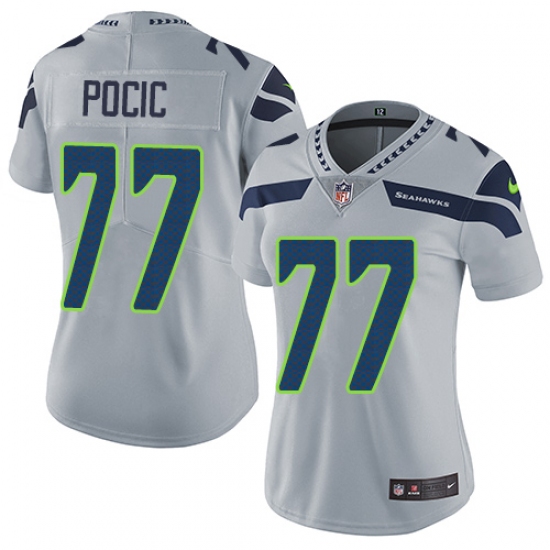 Women's Nike Seattle Seahawks 77 Ethan Pocic Grey Alternate Vapor Untouchable Limited Player NFL Jersey