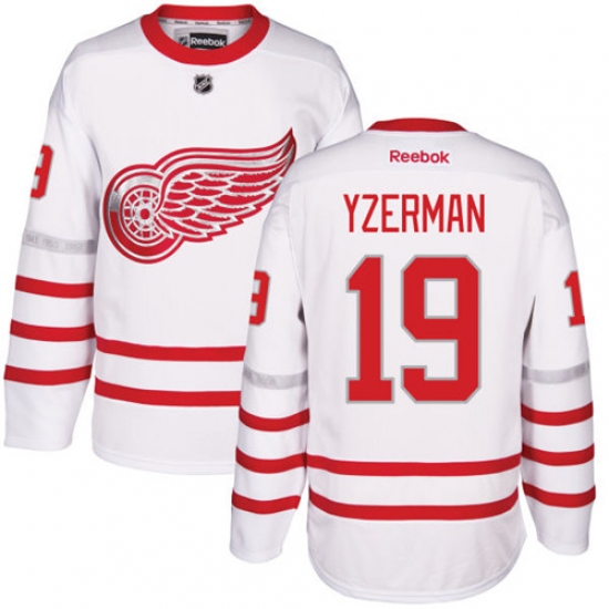 Men's Reebok Detroit Red Wings 19 Steve Yzerman Authentic White 2017 Centennial Classic NHL Jersey