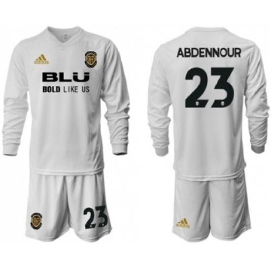 Valencia 23 Abdennour Home Long Sleeves Soccer Club Jersey